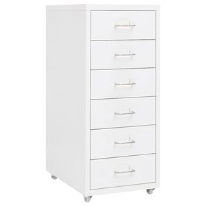 vidaXL Aktenschrank mit Rollen Wei&szlig; 28x41x69 cm Metall