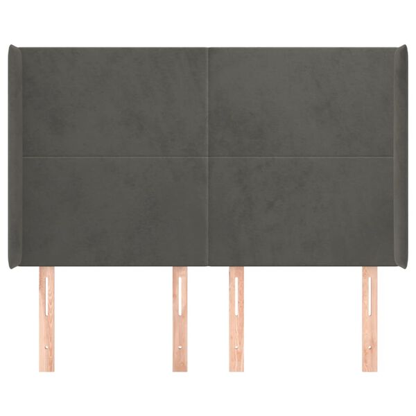 vidaXL Kopfteil mit Ohren Dunkelgrau 147x16x118/128 cm Samt