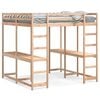 vidaXL Hochbett mit Schreibtisch & Leiter 160x200 cm Massivholz Kiefer