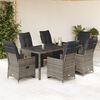 vidaXL 7-tlg. Garten-Bistro-Set mit Kissen Grau Poly Rattan