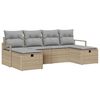 vidaXL Sofa Set 6 Stk. 6-Sitzanzahl Beige und Hellgrau Poly-Rattan