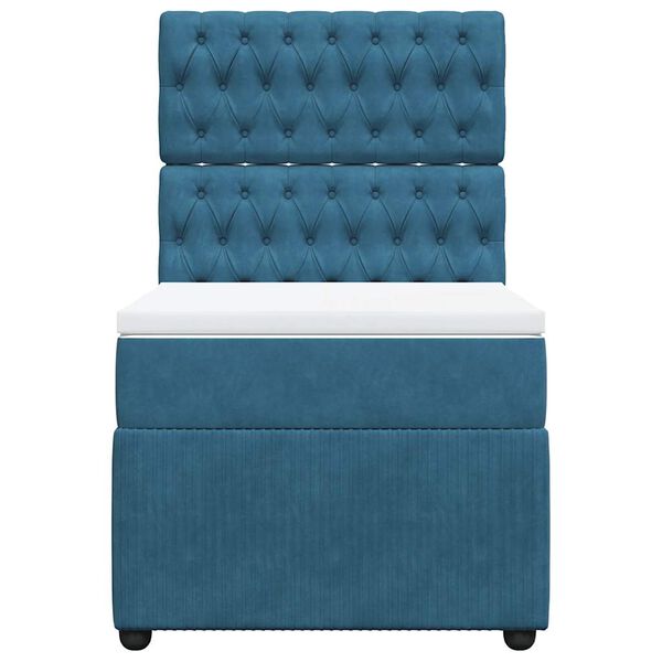 vidaXL Boxspringbett mit Matratze Dunkelblau 100x200 cm Samt