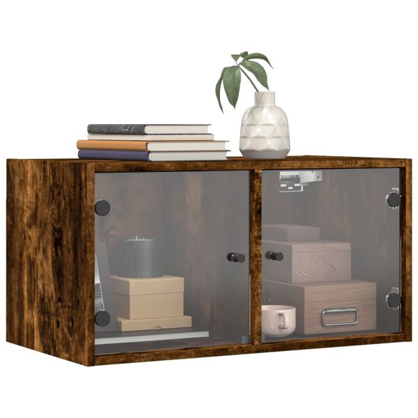 vidaXL Wandschrank mit Glastüren Räuchereiche 68,5x37x35 cm
