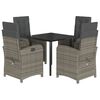 vidaXL 5-tlg. Garten-Essgruppe mit Kissen Grau Poly Rattan
