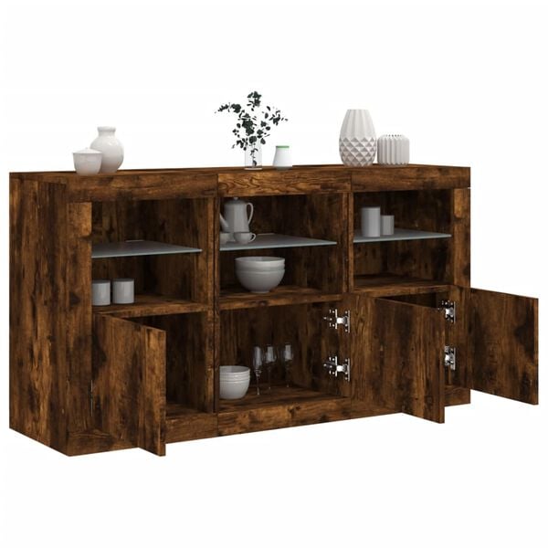 vidaXL Sideboard mit LED-Leuchten R&auml;uchereiche 123x37x67 cm