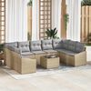 vidaXL Gartensofa-set mit Kissen 9 pcs Beige und Hellgrau Poly-Rattan