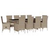 vidaXL 11-tlg. Garten-Essgruppe mit Kissen Beige Poly Rattan