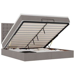 vidaXL Ottoman-Bett mit Matratzen & LEDs Taupe 200x200 cm Stoff
