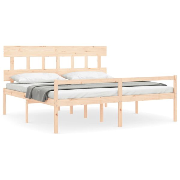 vidaXL Seniorenbett mit Kopfteil 200x200 cm Massivholz