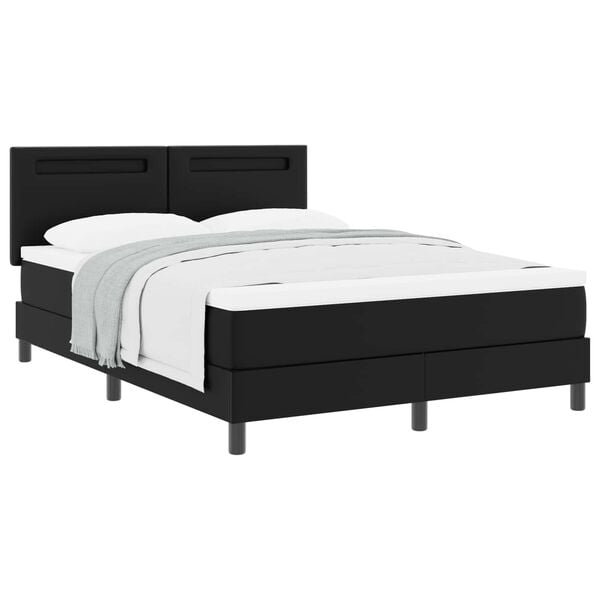 vidaXL Boxspringbett mit Matratze Schwarz 140 x 190 cm Kunstleder