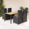 vidaXL 5-tlg. Garten-Essgruppe mit Kissen Schwarz Poly Rattan