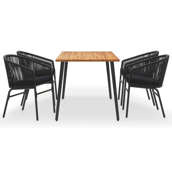 vidaXL 5-tlg. Garten-Essgruppe Akazie Massivholz und PVC Rattan