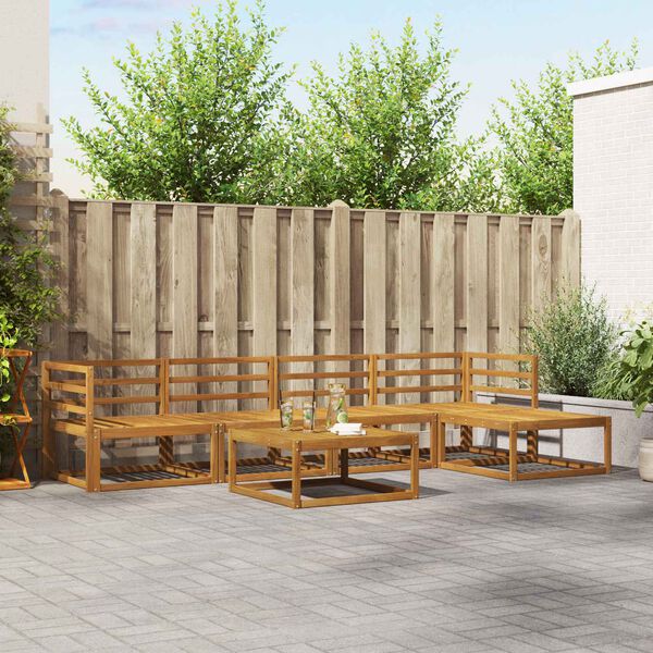 vidaXL Outdoor-Sofagarnitur mit Kissen 6 pcs Natur und Creme