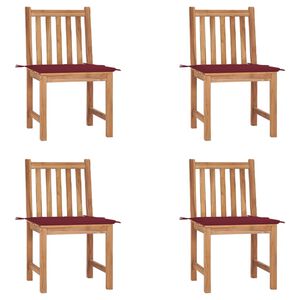 vidaXL Gartenst&uuml;hle 4 Stk. mit Kissen Massivholz Teak