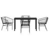 vidaXL Garten Essgruppe 5 pcs Schwarz Poly-Rattan