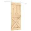 vidaXL Schiebet&uuml;r 100 x 210 cm Massives Kiefernholz Nat&uuml;rlich und Wei&szlig;