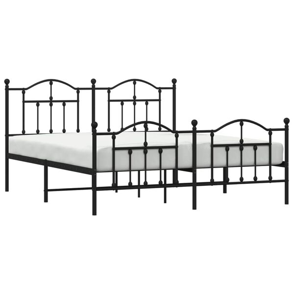vidaXL Metallbett ohne Matratze mit Fußteil Schwarz 160x200 cm