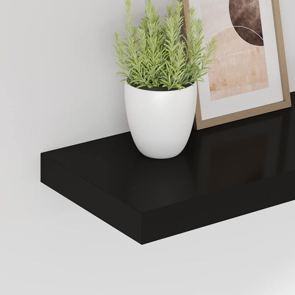 vidaXL Schweberegale 2 Stk. Schwarz 60x23,5x3,8cm MDF