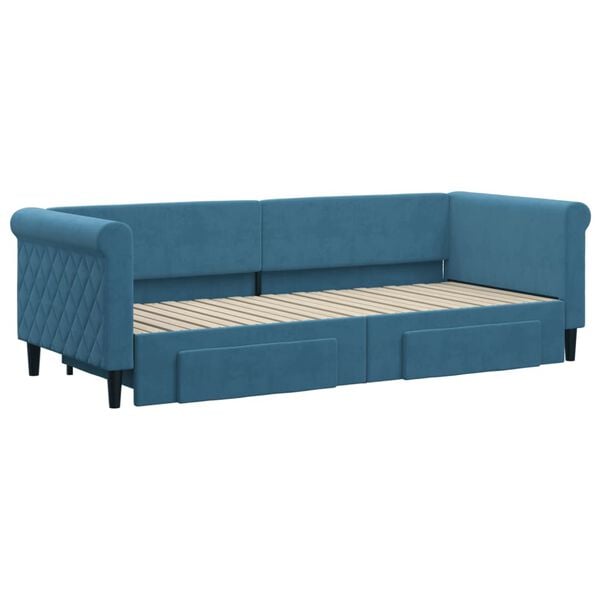 vidaXL Tagesbett Ausziehbar mit Schubladen Blau 80x200 cm Samt