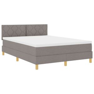 vidaXL LED Boxspringbett mit Matratze mit LED Taupe 160 x 200 cm Stoff