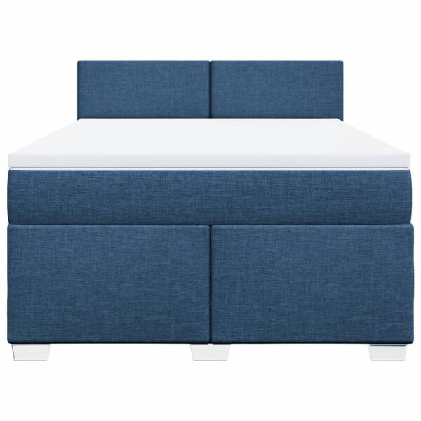 vidaXL Boxspringbett mit Matratze Blau 140x200 cm Stoff