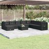 vidaXL 9-tlg. Garten-Lounge-Set mit Kissen Schwarz Poly Rattan