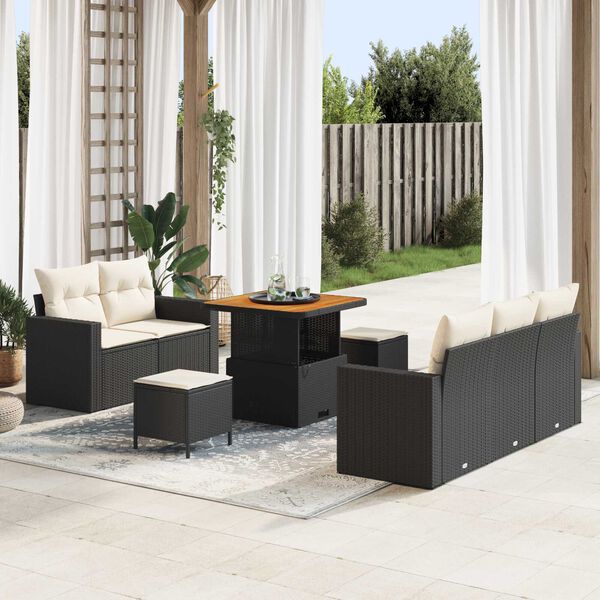 vidaXL Garten-Sofa-Set 8 pcs Schwarz Poly-Rattan