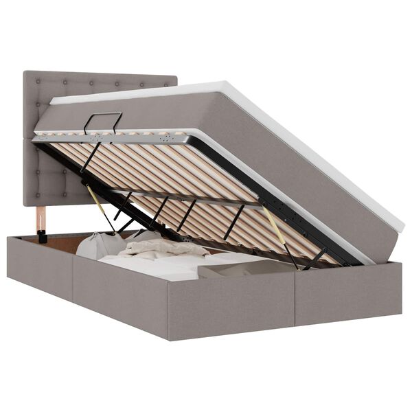 vidaXL Bett mit Stauraum und LED mit LED Taupe 120 x 200 cm Polyester