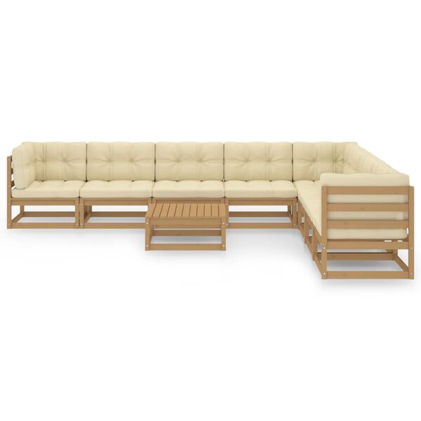 vidaXL 9-tlg Garten-Lounge-Set mit Kissen Honigbraun Massivholz Kiefer