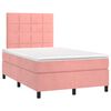 vidaXL Boxspringbett mit Matratze & LED Rosa 120x190 cm Samt