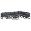 vidaXL Gartensofa-set mit Kissen 8 pcs Schwarz Aluminium