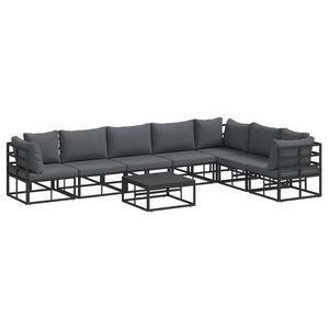 vidaXL Gartensofa-set mit Kissen 8 pcs Schwarz Aluminium