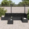 vidaXL Garten-Sofa-Set mit Kissen 7 pcs Schwarz Poly-Rattan