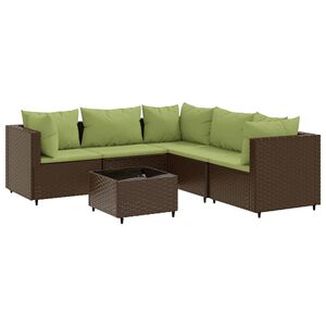 vidaXL 6-tlg. Garten-Lounge-Set mit Kissen Braun Poly Rattan