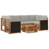 vidaXL Outdoor-Sofagarnitur mit Kissen 7 pcs Nat&uuml;rlich und Hellgrau
