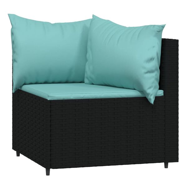 vidaXL 4-tlg. Garten-Lounge-Set mit Kissen Schwarz Poly Rattan