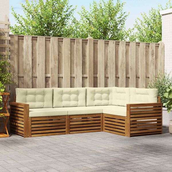 vidaXL Outdoor-Sofagarnitur mit Kissen 4 pcs Natur und Creme