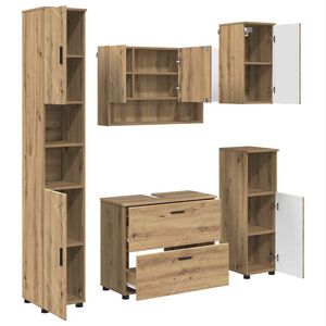 vidaXL Badezimmerm&ouml;bel-Set 5 Stk. Artisan-Eiche 35 x 30 x 192 cm