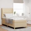 vidaXL Boxspringbett mit Matratze Dunkelgrau 90x190 cm Creme Stoff