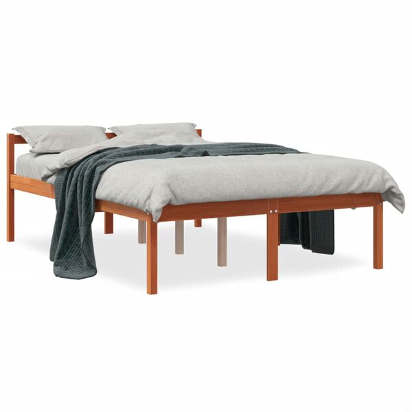 vidaXL Seniorenbett Wachsbraun 120x190 cm Massivholz Kiefer