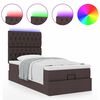 vidaXL Ottoman-Bett mit Matratze & LEDs Dunkelbraun 90x190 cm Stoff