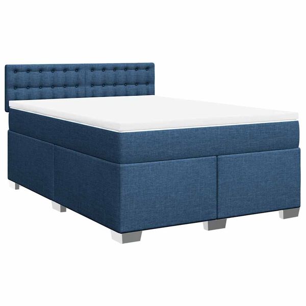 vidaXL Boxspringbett mit Matratze Blau 140x190 cm Stoff
