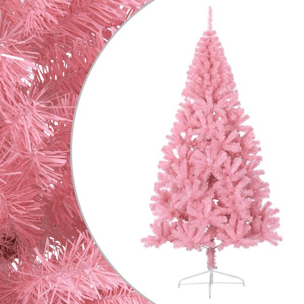 vidaXL Künstlicher Halb-Weihnachtsbaum mit Ständer Rosa 210 cm PVC