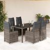 vidaXL 7-tlg. Garten-Bistro-Set mit Kissen Grau Poly Rattan