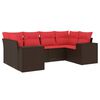 vidaXL 6-teiliges Gartensofa-Set mit Kissen, braun, Polyrattan
