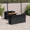 vidaXL 6-tlg. Garten-Sofagarnitur mit Kissen Schwarz Poly Rattan
