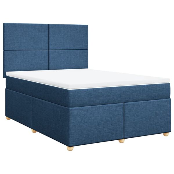 vidaXL Boxspringbett mit Matratze Blau 140x200 cm Stoff