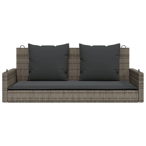 vidaXL Hängebank mit Kissen Grau 119x56x48 cm Poly Rattan