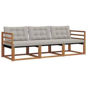 vidaXL Outdoor-Sofagarnitur mit Kissen 3 pcs Nat&uuml;rlich und Hellgrau