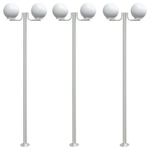 vidaXL Wegeleuchten 3 Stk. Silbern 215 cm Edelstahl